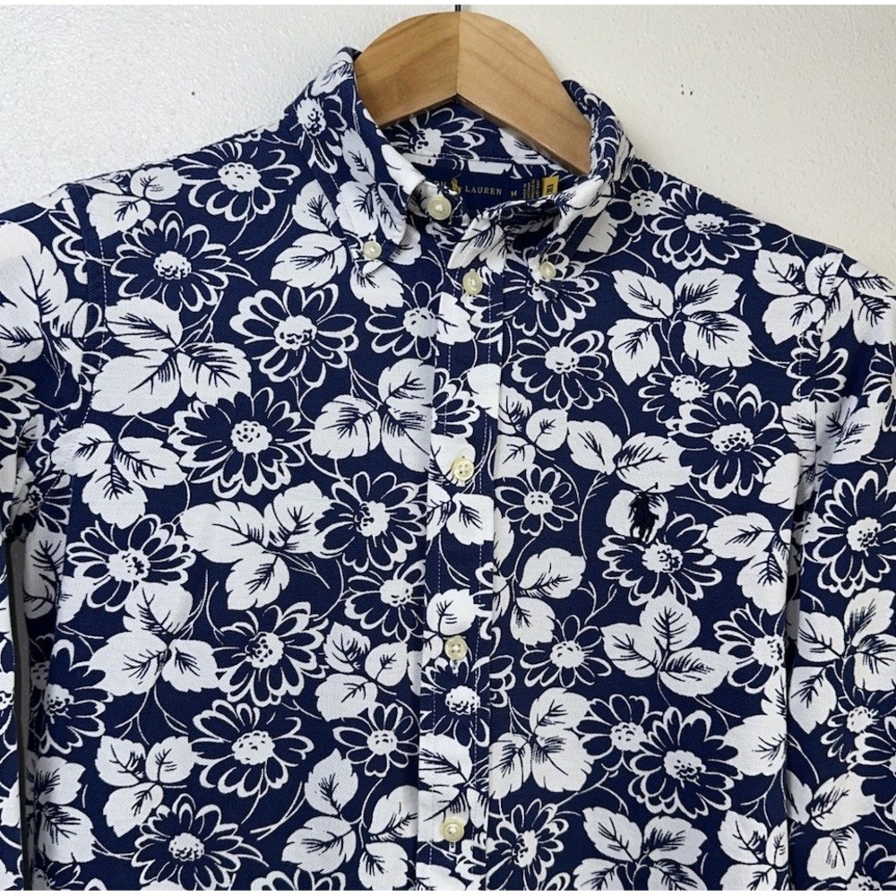 Polo Ralph Lauren Knit Oxford Long Sleeve Button Down Floral Hawaiian Print